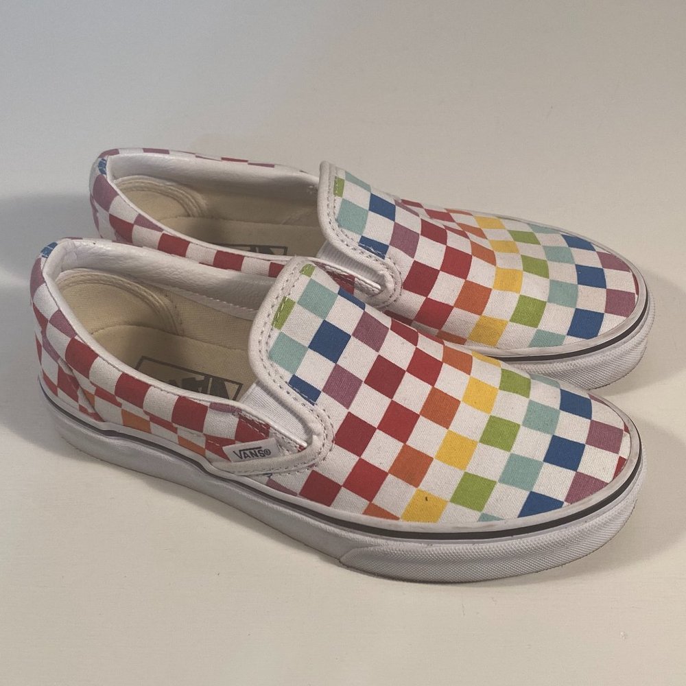 Vans Multi-Color Checkerboard Canvas Slip On Snea… - image 1